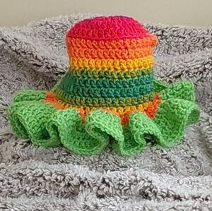 Tropical Skittlesl Crochet Bucket Hat